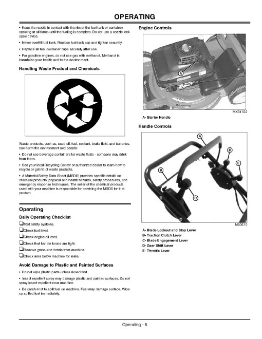 John Deere JX75 Walk-Behind Mowers (SN: 200001 - 230000) (North America) Operators Manual (OMGX22071)