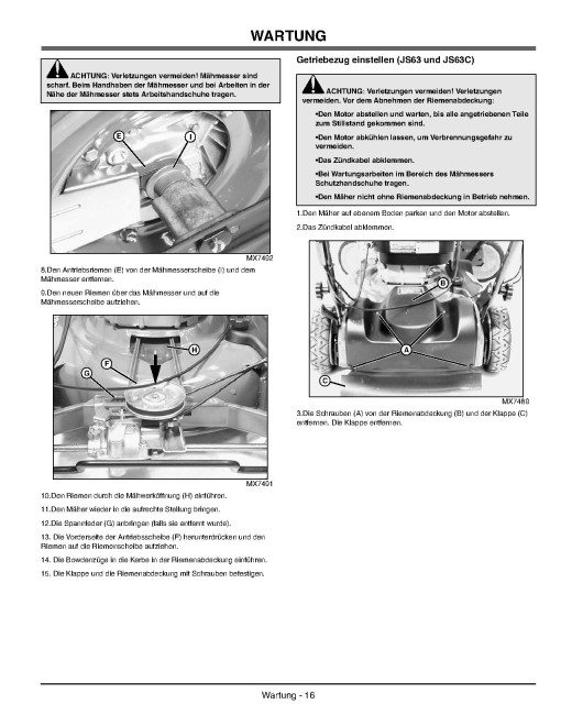 John Deere JS63 (SN: from 200001) and JS63C (SN: from 150001) Walk-Behind Mowers (Export Edition) Operators Manual (OMGX22195)
