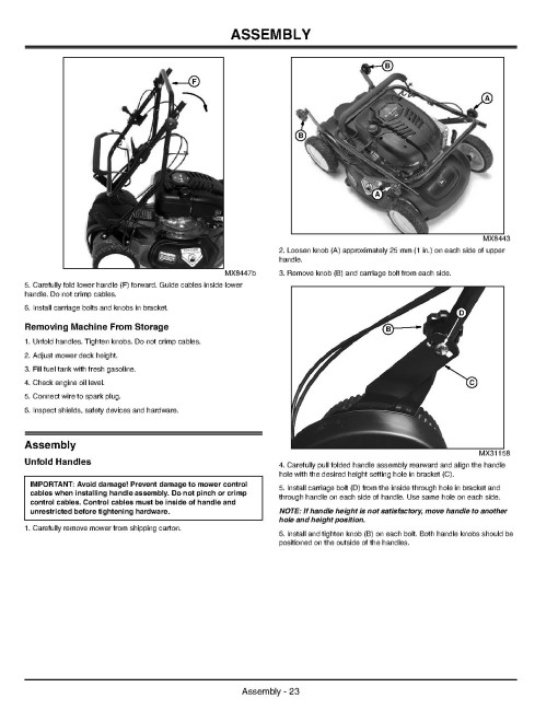 John Deere JS63 (SN: from 180001) and JS63C (SN: from 160001) Walk-Behind Mowers (North America) Operators Manual (OMGX22220)