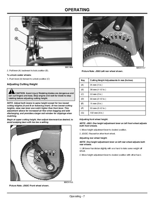 John Deere JS63 (SN: from 180001) and JS63C (SN: from 160001) Walk-Behind Mowers (North America) Operators Manual (OMGX22220)