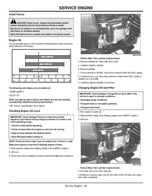 John Deere LA105, LA115, LA125, LA135, LA145, LA165, LA175 Lawn Tractors (SN:010001-200000) (N.America) Operators Manual (OMGX22661)