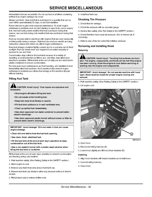 John Deere LA105, LA115, LA125, LA135, LA145, LA165, LA175 Lawn Tractors (SN:010001-200000) (N.America) Operators Manual (OMGX22661)