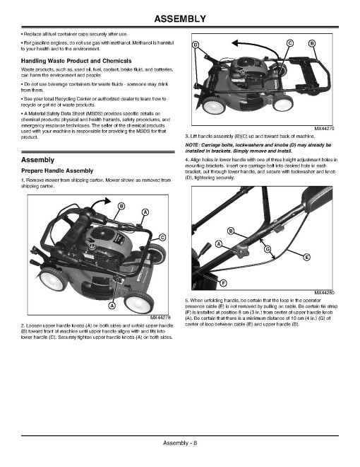 John Deere JS26, JS36 and JS46 Walk-Behind Mowers (SN: 010001 - 500000) (North America) Operators Manual (OMGX23530)