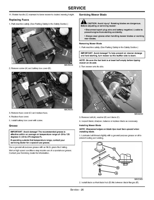 John Deere JS26, JS36 and JS46 Walk-Behind Mowers (SN: from 500001) (North America) Operators Manual (OMGX24127)