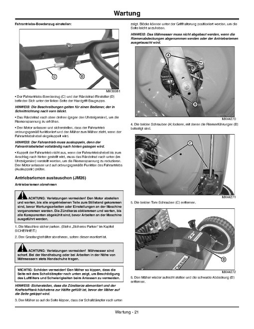 John Deere MowMentum JM26, JM36 and JM46 Walk-Behind Mowers (SN: 100001 - 150000) (Export Edition) Operators Manual (OMGX24130)