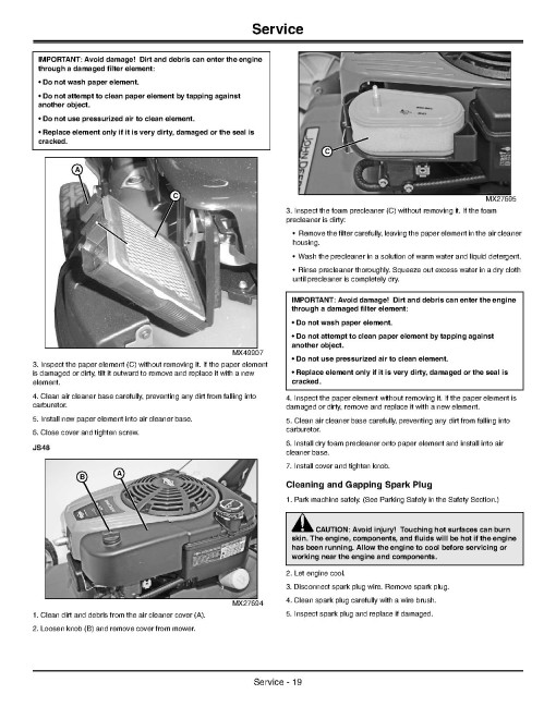 John Deere JS28, JS38 and JS48 Walk-Behind Mowers (SN: from 010001) (North America) Operators Manual (OMGX24373)
