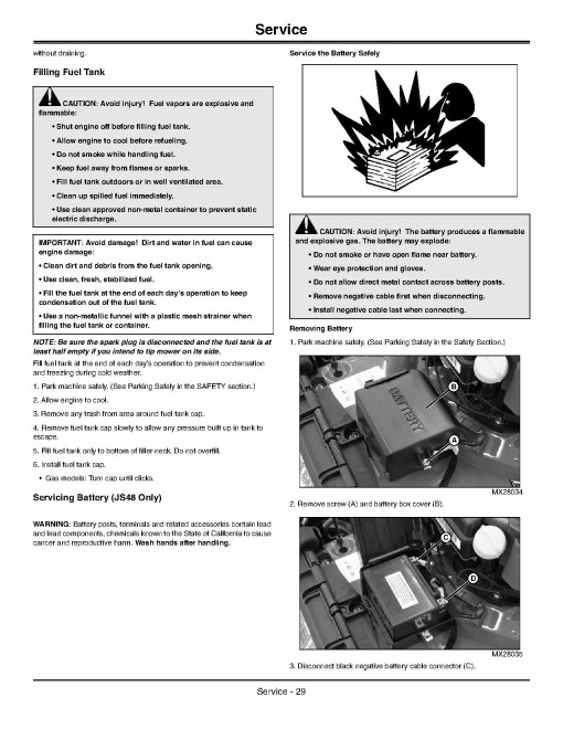 John Deere JS28, JS38 and JS48 Walk-Behind Mowers (SN: from 010001) (North America) Operators Manual (OMGX24373)