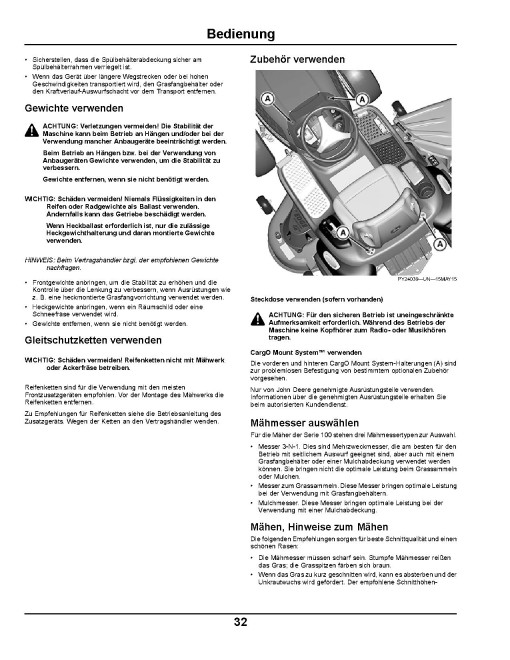 John Deere X105, X125 and X165 (SN: 700001-800000) Lawn Tractors (Export Edition) Operators Manual (OMGX26101)