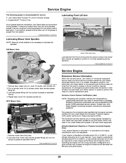 John Deere ZTrak Z335E and Z355E (SN: 010001-050000) Zero-Turn Mowers (North America) Operators Manual (OMGX26258)