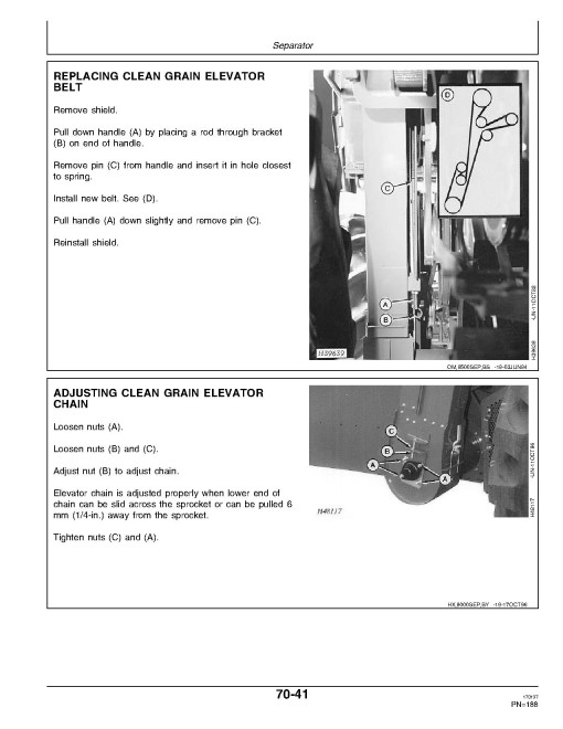 John Deere CTS Combines (SN: 645501 - 660400) Operators Manual (OMH159577)