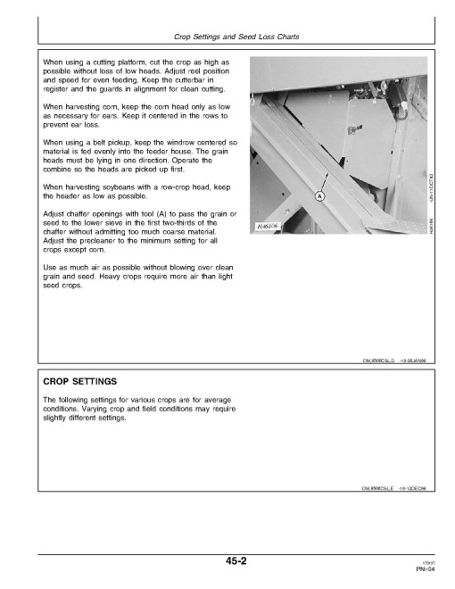 John Deere CTS Combines (SN: 645501 - 660400) Operators Manual (OMH159577)