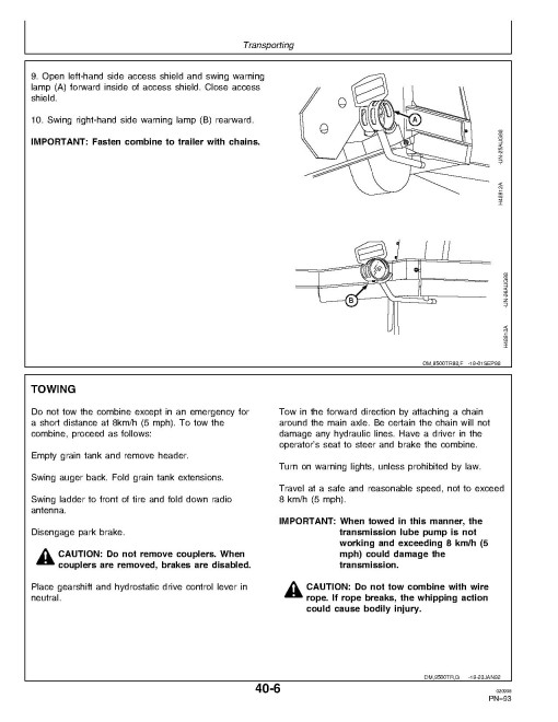 John Deere CTS and CTS II Combines (SN: from 675000) Operators Manual (OMH168623)