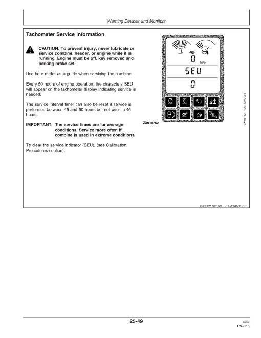 John Deere 9880 STS Combines (SN: up to 700800) (Europe) Operators Manual (OMH202891)