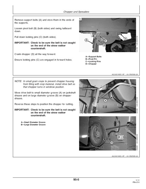 John Deere SideHill 9550 Combines (SN: 695701 - 700700) Operators Manual (OMH202899)