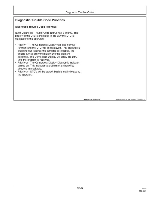 John Deere 9660 CTS Combines (SN: 705401 - 710400) Operators Manual (OMH208515)