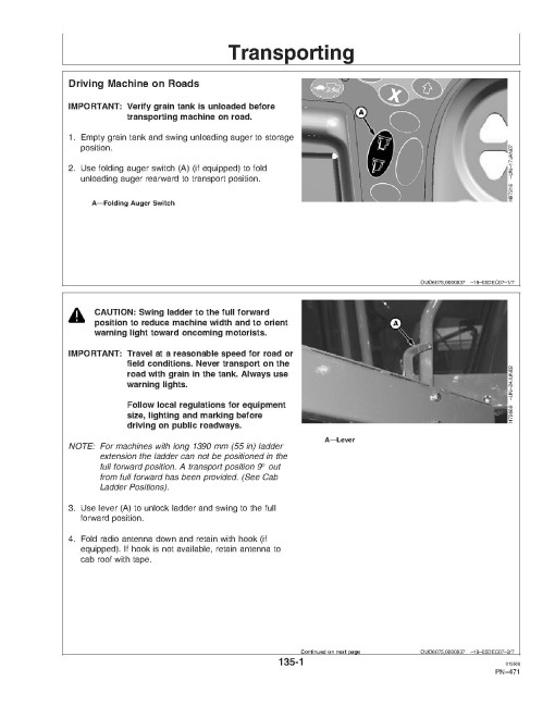 John Deere 9670 STS and 9770 STS Combines (SN: 725101 - 730100) Operators Manual (OMH229936)