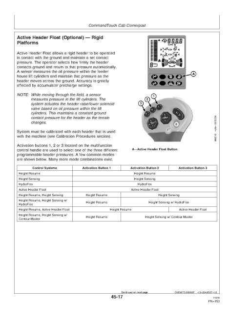 John Deere 9870 STS Combines (SN: 725101 - 730100) Operators Manual (OMH229937)