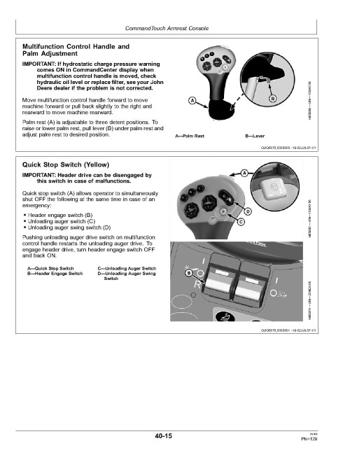 John Deere 9570 STS Combines (SN: 730101 - 735100) Operators Manual (OMH235511)