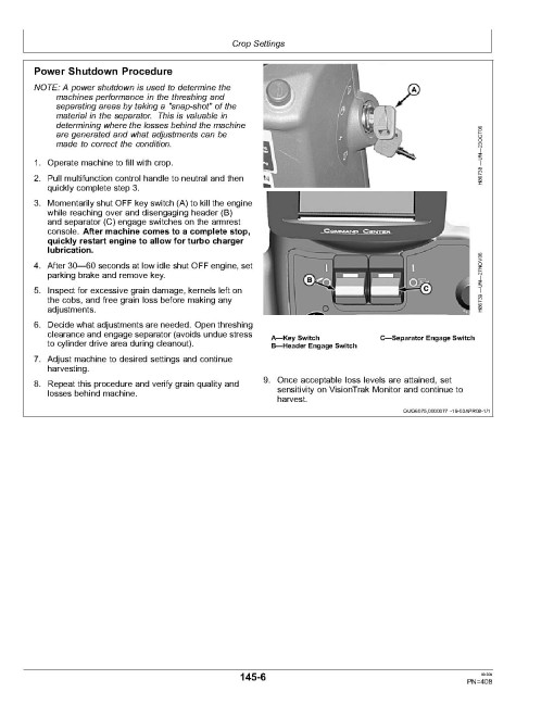 John Deere 9870 STS Combines (SN: 730101 - 735400) Operators Manual (OMH235513)