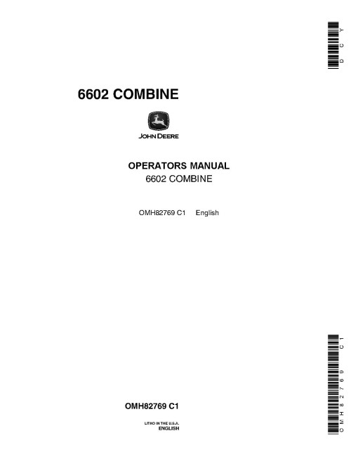 John Deere 6602 Combines (SN: up to 001000) (North America) Operators Manual (OMH82769)