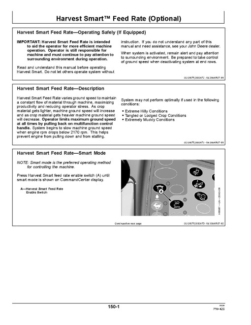 John Deere 9670 STS (SN: 735201 - 740100) and 9770 STS (SN: 735301 - 740100) Combines Operators Manual (OMHXE13769)