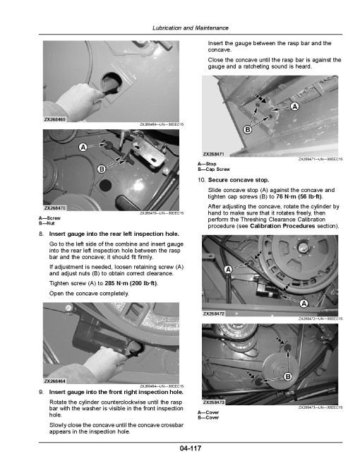 John Deere T550, T560, T660, T670, W540, W550, W650 and W660 Combines (SN: 120000 - 124999) (Europe) Operators Manual (OMHXE150261)
