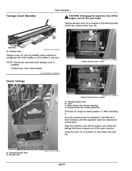 John Deere T670 Combines (SN: 120000 - 129999) (North America) Operators Manual (OMHXE150294)