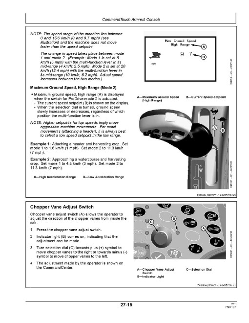 John Deere C670, T550, T560, T660, T670, W540, W550, W650, W660 Combines (SN:085500-101999) (Europe) Operators Manual (OMHXE17664)