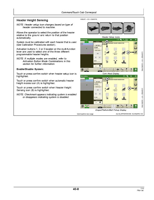 John Deere S550 Combines (SN: from 150100) (South America) Operators Manual (OMHXE193059)
