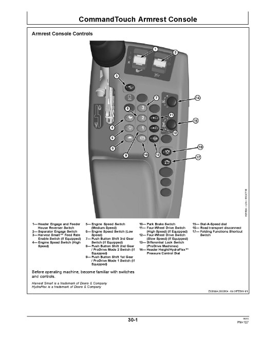 John Deere T550, T560, T660, T670, W540, W550, W650, W660 Wide Cab Combines (MY2012-2013) (Europe) Operators Manual (OMHXE29561)