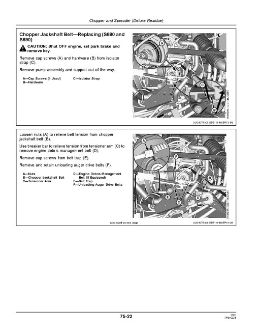 John Deere S650, S660, S670, S680 and S690 Combines (SN: 775001 - 785000) (North America) Operators Manual (OMHXE75764)