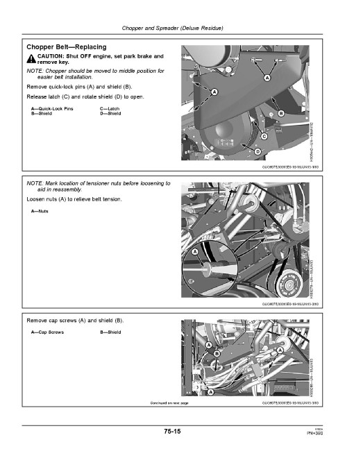 John Deere S650, S660, S670, S680 and S690 Combines (SN: 775001 - 785000) (Export Edition) Operators Manual (OMHXE75814)