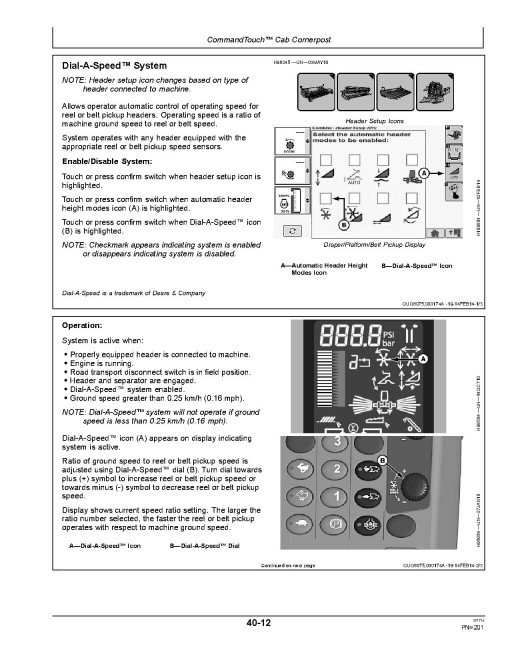John Deere S660, S670, S680, S685, S690 and HillMaster Combines (MY2015) (Europe) Operators Manual (OMHXE81270)