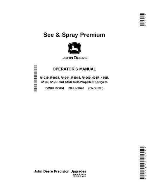 John Deere See & Spray Premium System for Self-Propelled Sprayers (North America) Operators Manual (OMKK105684)