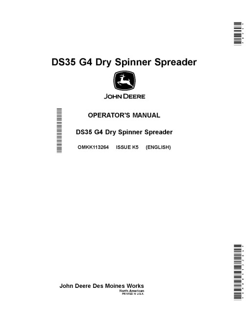 John Deere DS35 G4 Dry Fertilizer Spreaders (North America) Operators Manual (OMKK113264)