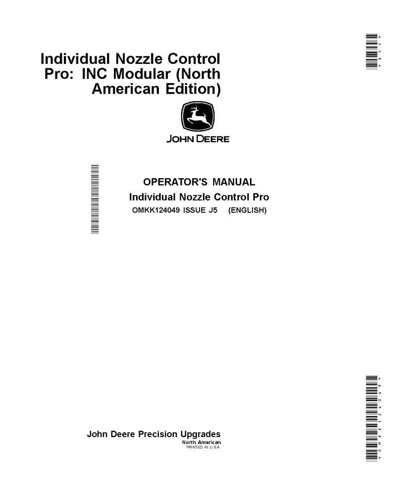 John Deere Individual Nozzle Control Pro Systems (North America) Operators Manual (OMKK124049)
