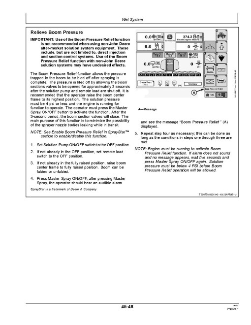 John Deere R4023 Self-Propelled Sprayers (SN: 000301 - 170000) (Export Edition) Operators Manual (OMKK19769)
