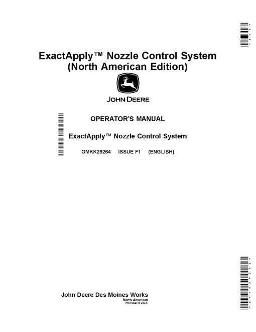 John Deere ExactApply Nozzle Control System for Self-Propelled Sprayers (SN: -180000) (N.America) Operators Manual (OMKK29264)