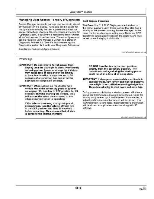 John Deere R4023 Self-Propelled Sprayers (SN: 170001 - 180000) (North America) Operators Manual (OMKK32686)