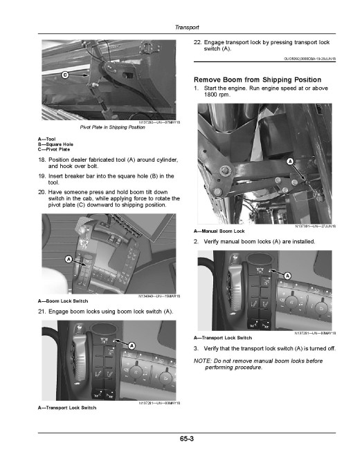 John Deere AB485 Air Boom Application System (MY2018) (North America) Operators Manual (OMKK43170)