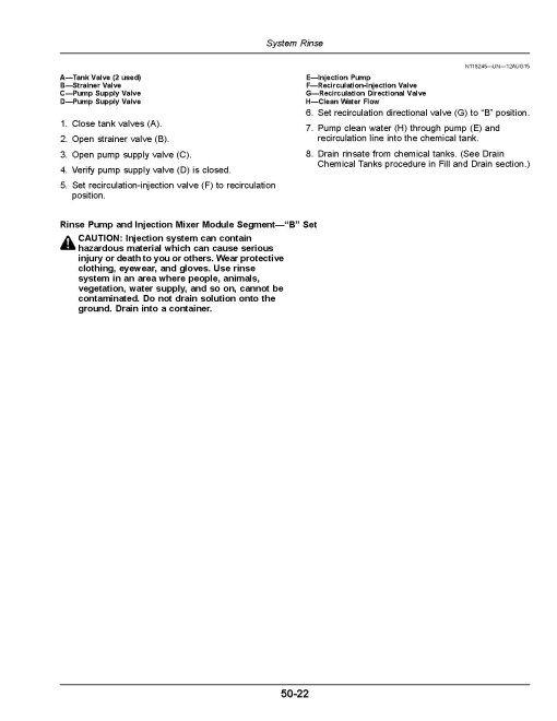 John Deere Direct Injection System for Self-Propelled Sprayers (Export Edition) Operators Manual (OMKK44269)