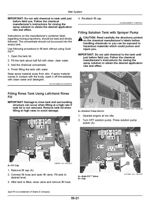 John Deere R4023 Self-Propelled Sprayers (SN: 190001 - 200000) (Export Edition) Operators Manual (OMKK51216)