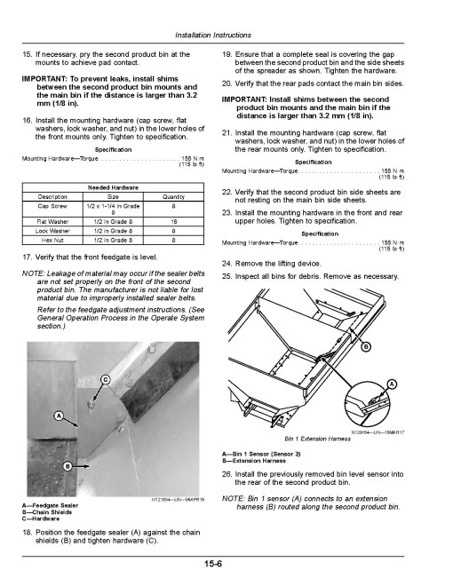 John Deere DN495 G5 Dry Fertilizer Spreaders (from MY2021) (North America) Operators Manual (OMKK83009)