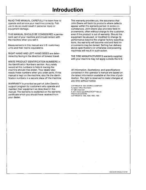 John Deere 2355 and 2555 Tractors (SN: from 730000L, North America) Operators Manual (OML64483)