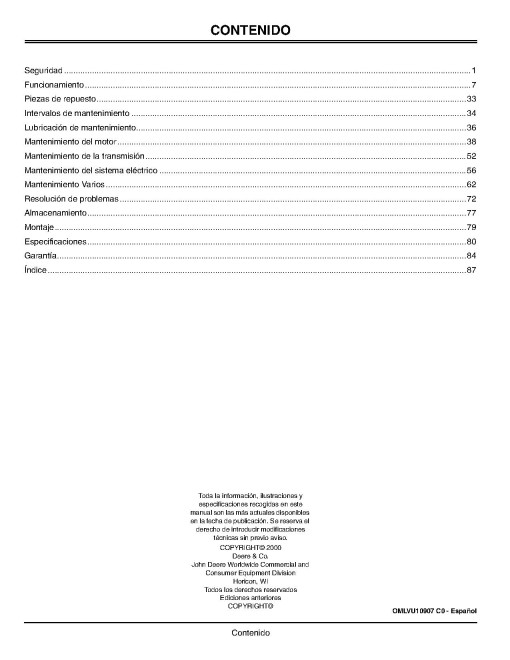 John Deere 990 Compact Utility Tractors (SN: 190001 - 590000, North America) Operators Manual (OMLVU10907)