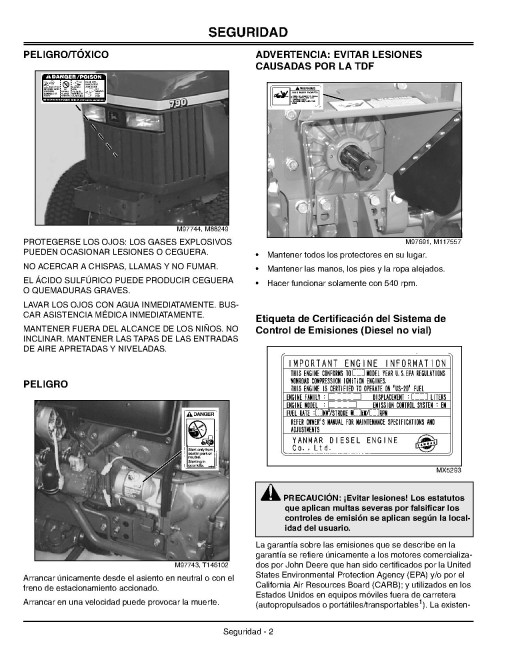 John Deere 790 Compact Utility Tractors (SN: 592446 - 790000, North America) Operators Manual (OMLVU14371)
