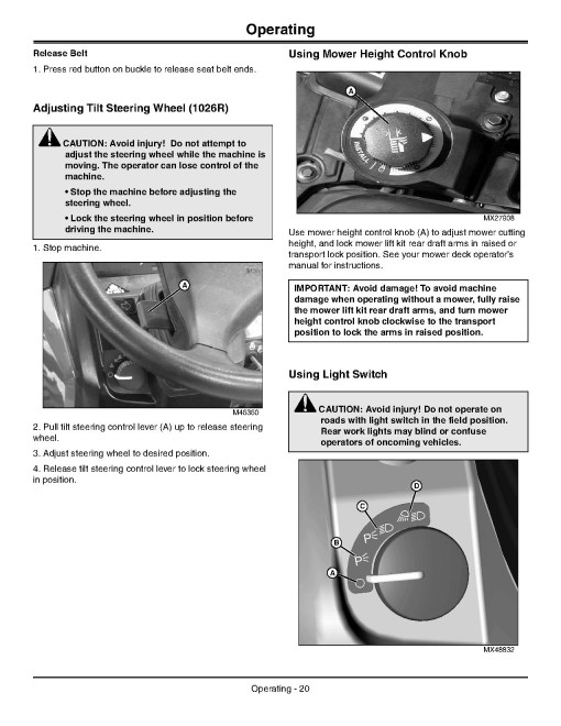 John Deere 1026R Compact Utility Tractors (SN: 215000 - 310000, Europe) Operators Manual (OMLVU26066)