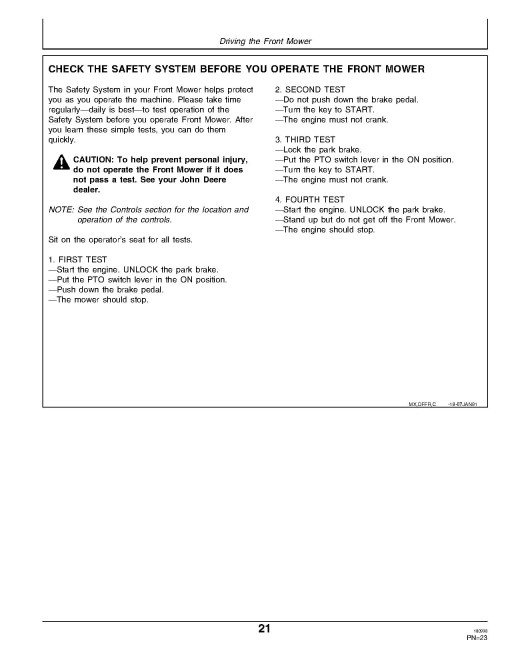 John Deere F710 and F725 Front Mowers (SN: 010001 - 030000) (North America) Operators Manual (OMM111778)