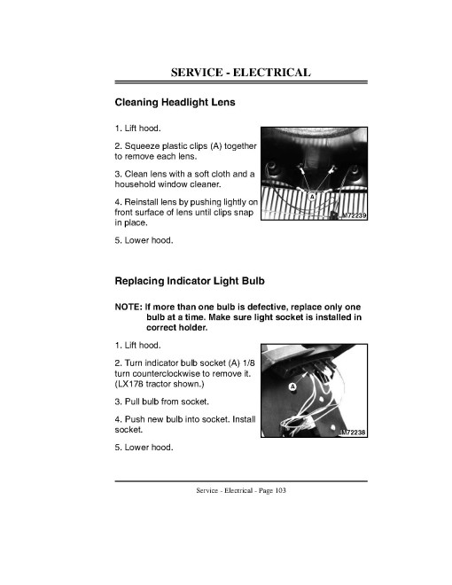 John Deere LX172, LX176, LX178 and LX188 Lawn Tractors (SN: 040001 - 110000) (North America) Operators Manual (OMM120367)