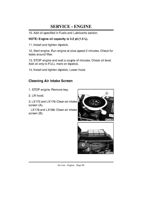 John Deere LX172, LX176, LX178 and LX188 Lawn Tractors (SN: 040001 - 110000) (North America) Operators Manual (OMM120367)